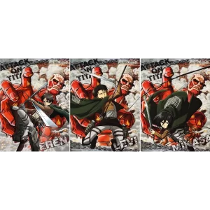 Poster réticulaire 3D L'attaque des titans - Eren, Mikasa & Livaï