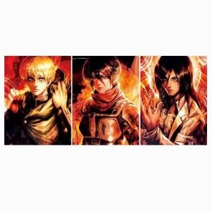 Poster réticulaire 3D L'attaque des titans - Eren, Mikasa & Armin