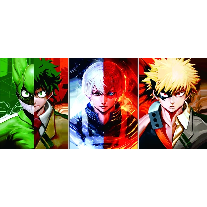 Poster réticulaire 3D My Hero Academia – Todoroki, Bakugo & Midoria