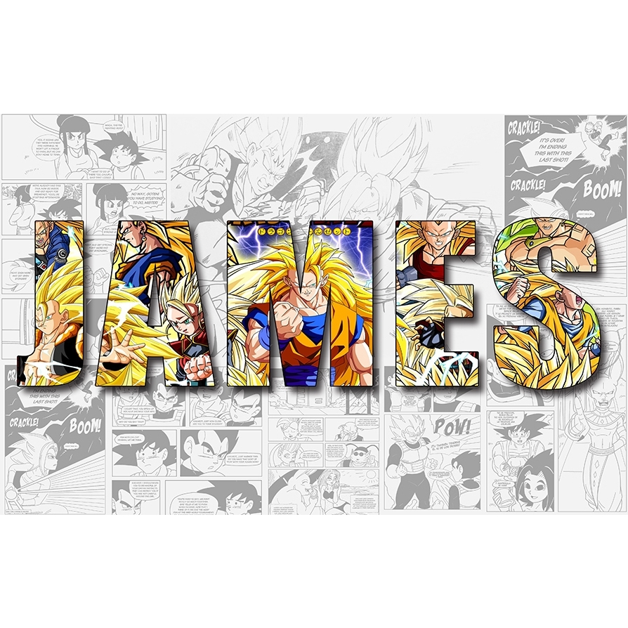 Toile DBZ prénom personnalisé – Super Sayens